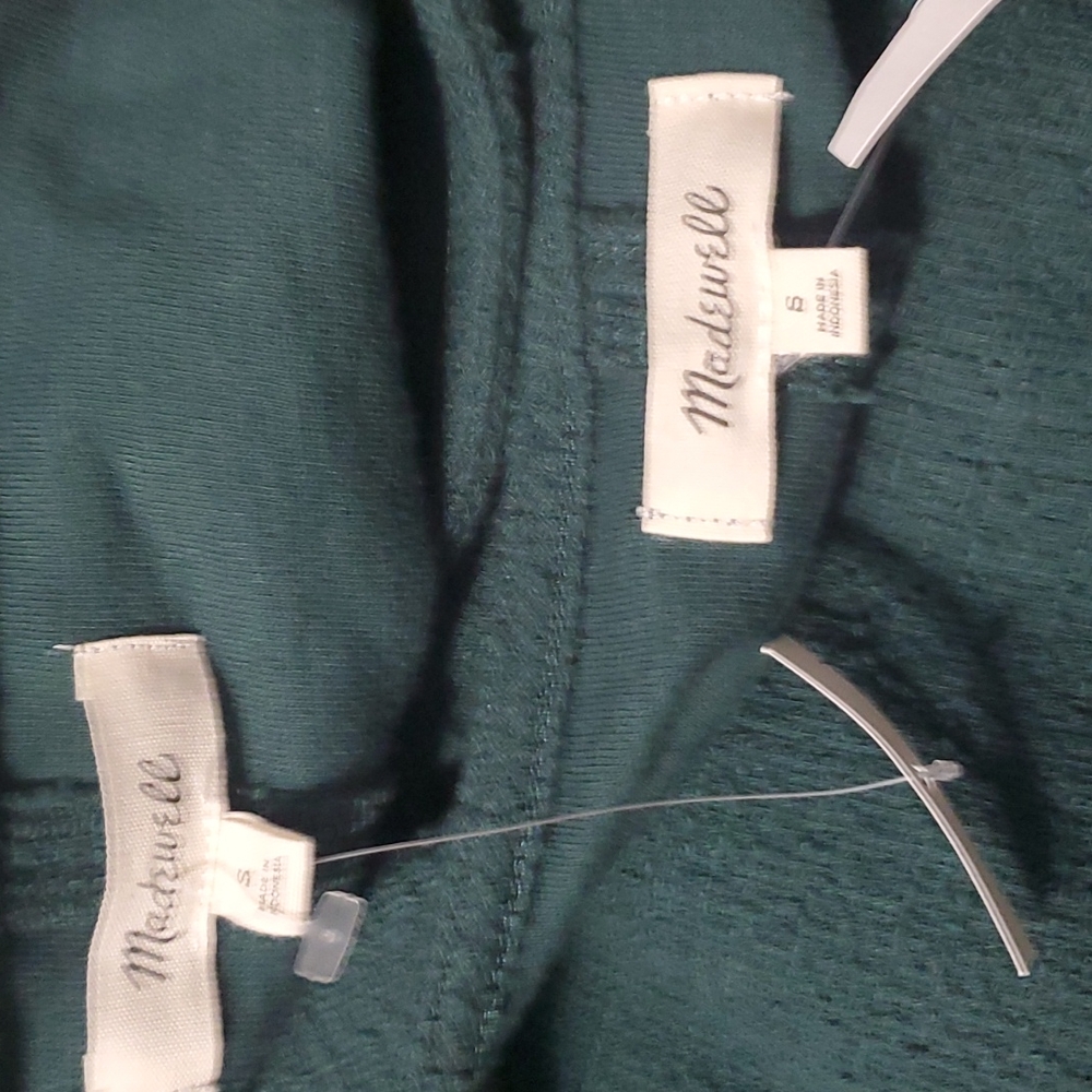 NWT MADEWELL TEXTURE&THREAD FULL SLEEVE DEEP GREEN V-NECK BLOUSE SIZE SMALL - Picture 6 of 9